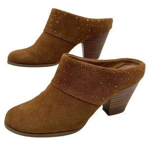 Yellow Box Womens 8M Rocio Chestnut Heel Shoes Mules Casual Suede Bohemian Clogs